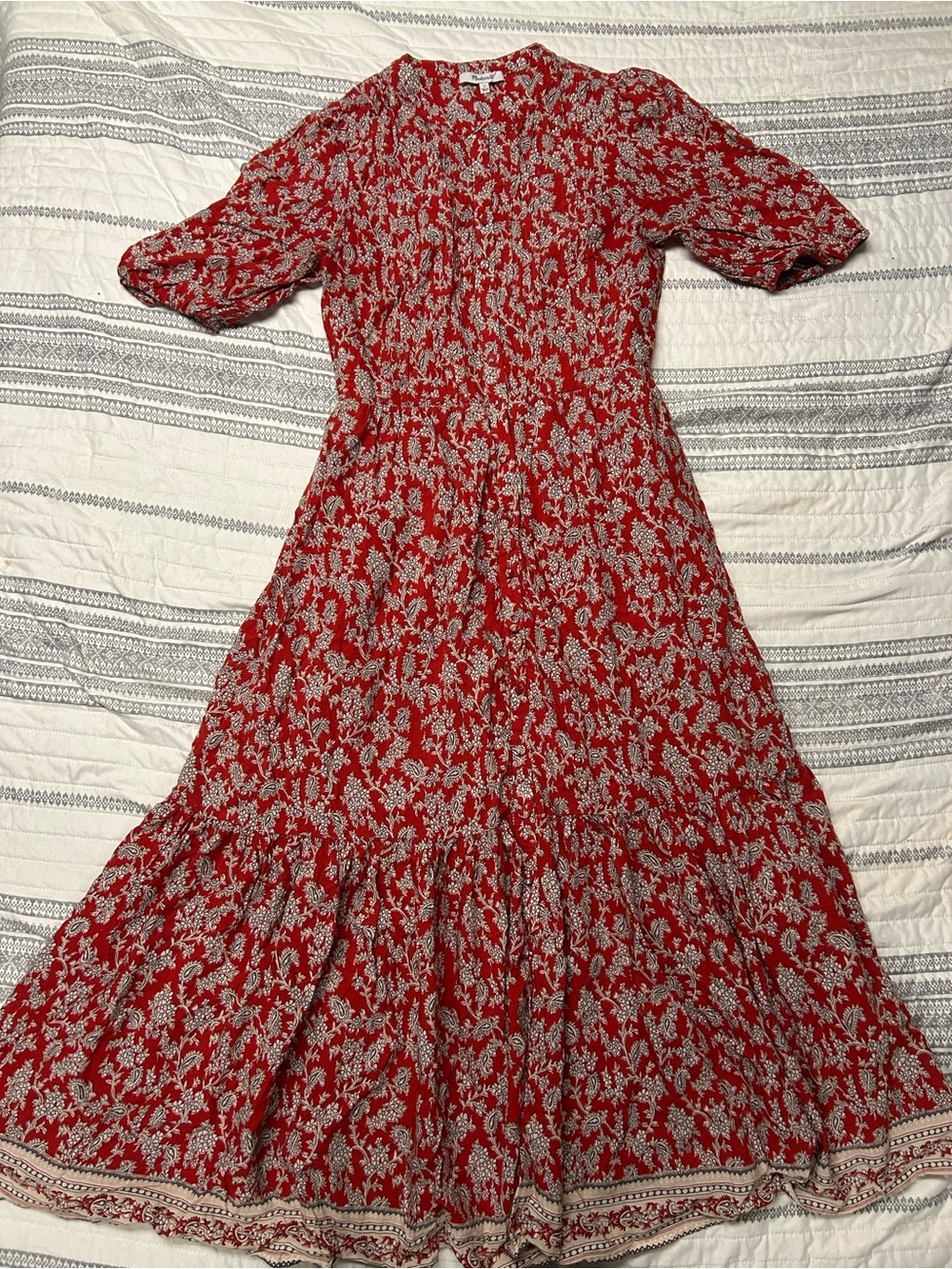 Madewell Red and White Floral Maxi Dress
